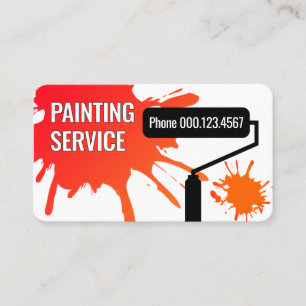 Roller Brush Painting Paint Splatter Business Card
