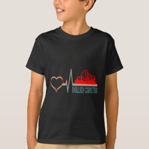 Roller Coaster Amusement Park Heartbeat Retro Vint T-Shirt