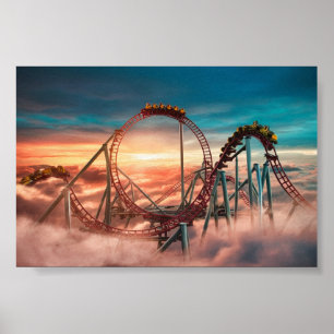 Roller coaster - amusement park poster