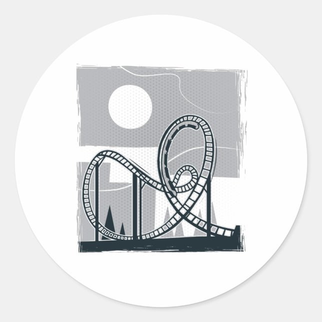 Roller coaster classic round sticker (Front)
