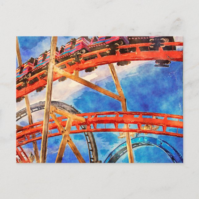 Roller coaster colourful postcard (Front)