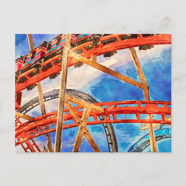 Roller coaster colourful postcard (Front)