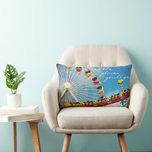 Roller Coaster Ferris Wheel Photo Places You’ll Go Lumbar Cushion