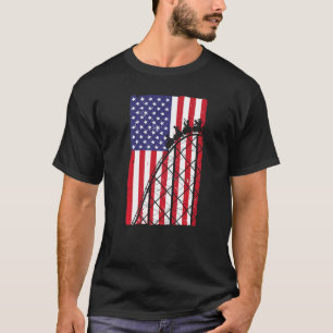 Roller Coaster For Men Women Rollercoaster US Flag T-Shirt
