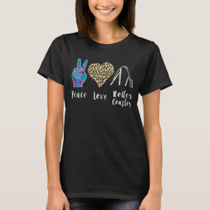 Roller Coaster Love Peace Leopard Park Carnival Am T-Shirt