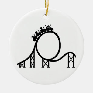Roller Coaster Lover Black Silhouette Ceramic Ornament
