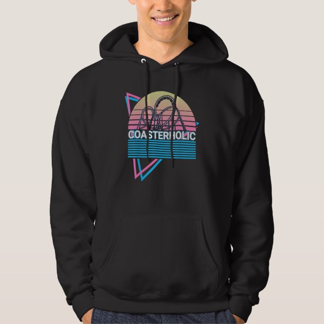 Roller Coaster Rollercoaster Retro Coasterholic Hoodie (Front)