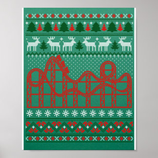 Roller Coaster Scene Ugly Christmas Sweater Poster