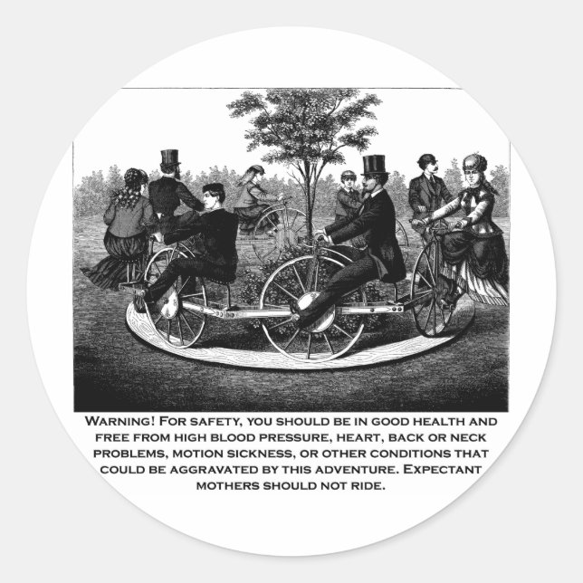 Roller Coaster Warning Classic Round Sticker (Front)