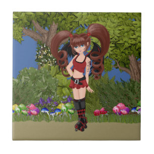 Roller Derby Anime Fairy Skating Ceramic Tile