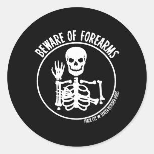 Roller Derby Beware of Forearms Halloween Skeleton Classic Round Sticker