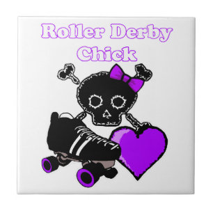 Roller Derby Chick (Purple) Tile