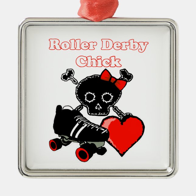Roller Derby Chick (Red) Metal Tree Decoration (Front)