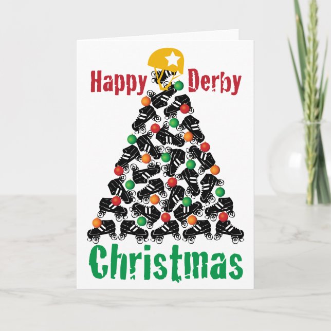 Roller Derby Christmas, Roller Skating Holiday Card (Front)