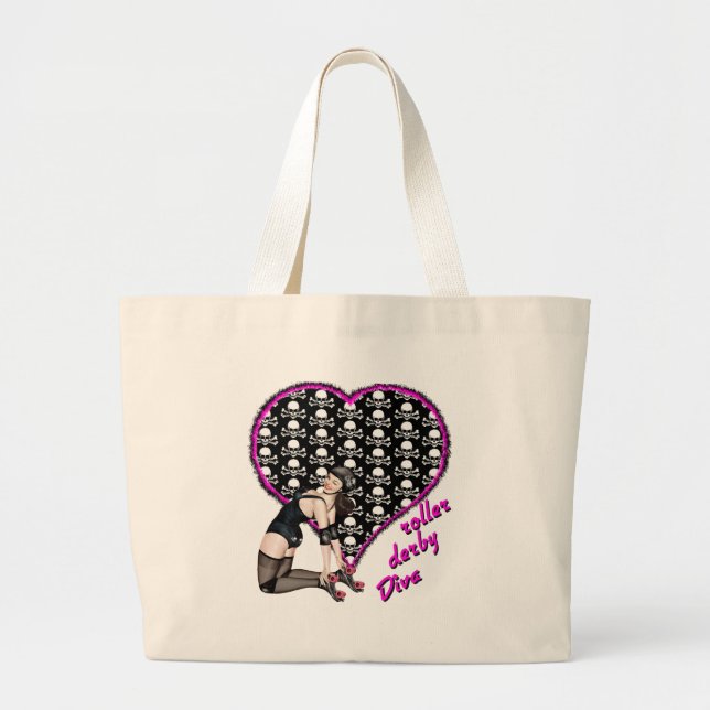 roller derby Diva Large Tote Bag (Front)