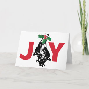 Roller Derby Girl, Christmas Skating with Holly Holiday Card