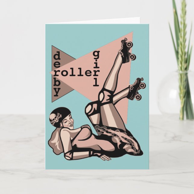 roller derby girl pin up card (Front)