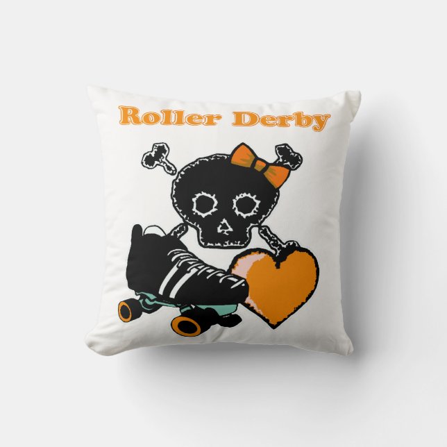 Roller Derby Heart (Orange) Cushion (Front)