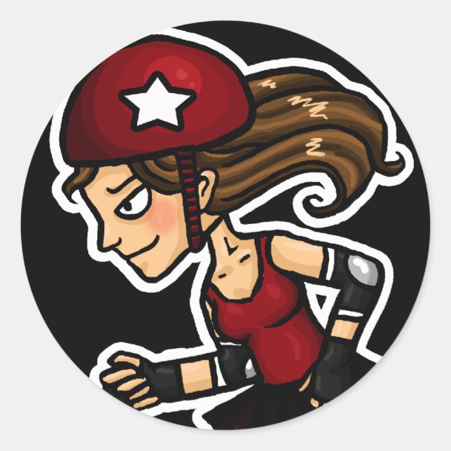 Roller Derby Jammer red Classic Round Sticker (Front)