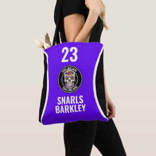 Roller Derby Logo Purple Black Team Name Uniform Tote Bag