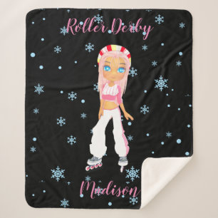 Roller Derby Personalised Sherpa Blanket