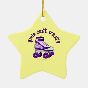 Roller Derby Skate - Purple Ceramic Tree Decoration