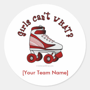Roller Derby Skate - Red Classic Round Sticker