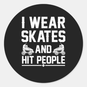 Roller Derby Skater Wear Skates Hit People Classic Round Sticker