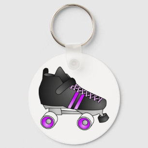 Roller Derby Skates Black and Purple Key Ring