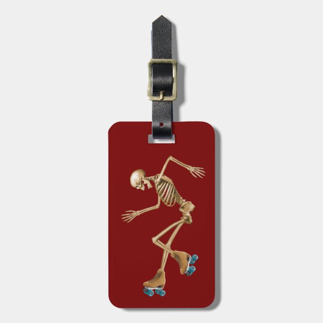 Roller Derby Skeleton Luggage Tag (Front Vertical)