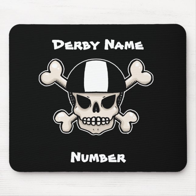 Roller Derby Skull and Crossbones Customizable Mouse Pad (Front)