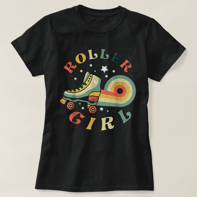 Roller Girl Skater Retro Vintage 70s 80s Skates T  T-Shirt (Design Front)
