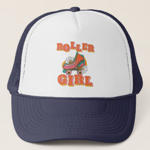 roller girl vintage roller skating  trucker hat