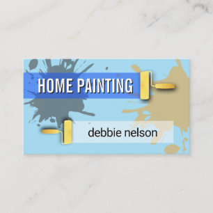 Roller Paint Brushes Painting Splatter Business Card