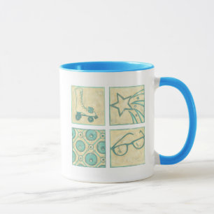 Roller Rink Woodblock Drawing by Chariklia Zarris Mug