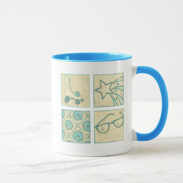 Roller Rink Woodblock Drawing by Chariklia Zarris Mug (Right)