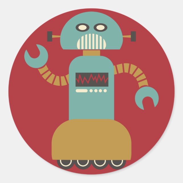 Roller Robot Round Sticker (Front)