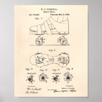Roller Skate 1879 Patent Art Old Peper