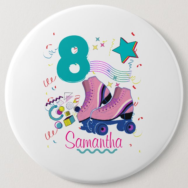 Roller Skate Birthday Girl Retro Skating   6 Cm Round Badge (Front)