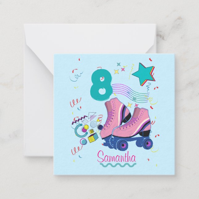 Roller Skate Birthday Girl Retro Skating  Card (Front)