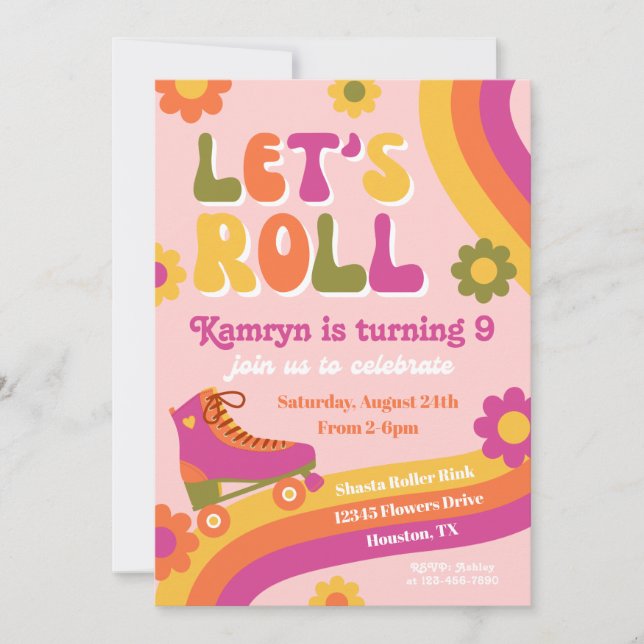 Roller Skate Birthday Invitation | Retro Skate (Front)