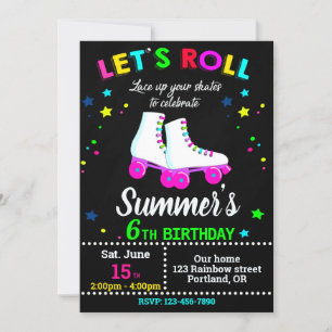 Roller skate birthday invitation Skating party