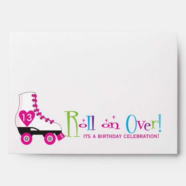 Roller Skate Birthday Party Invitation Envelope (Front)