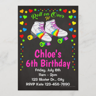Roller Skate Birthday Party Invitations