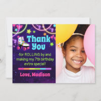 Roller Skate Birthday Party Thank You Card