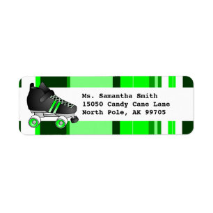 Roller Skate Black and Green Return Address Label