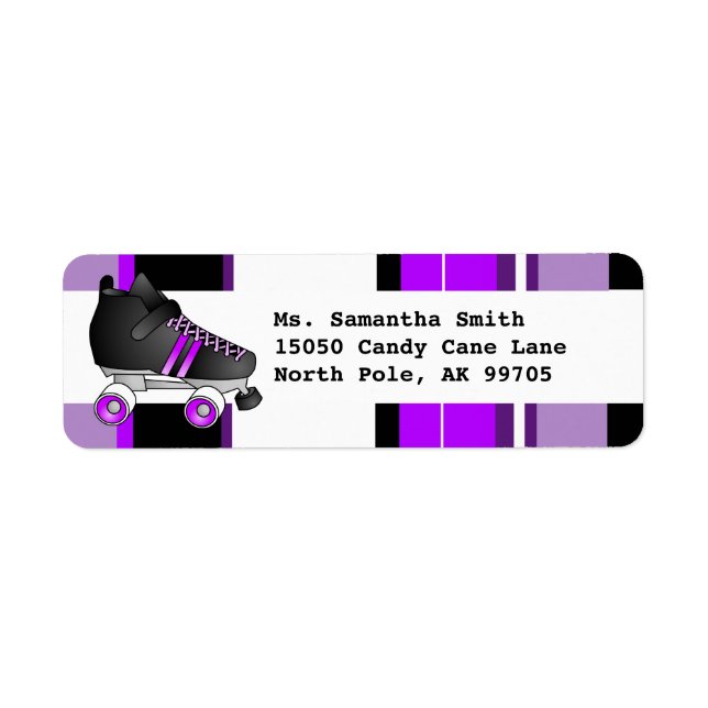Roller Skate Black and Purple Return Address Label (Front)