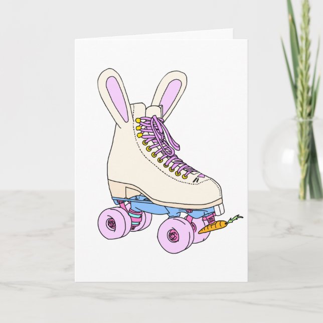 Roller Skate Bunny Card (Fun / Cartoon / Easter)  (Front)
