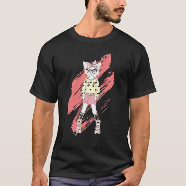 Roller Skate Cat Sweater Roller Skating (Front)