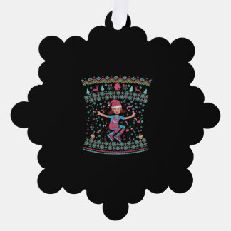 Roller Skate Christmas Girl Tree Decoration Card